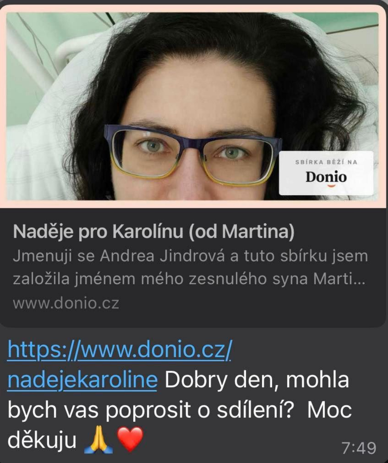 Pojďme udělat dobrý skutek a pomoc Karolíně.  Vyhlašujeme 